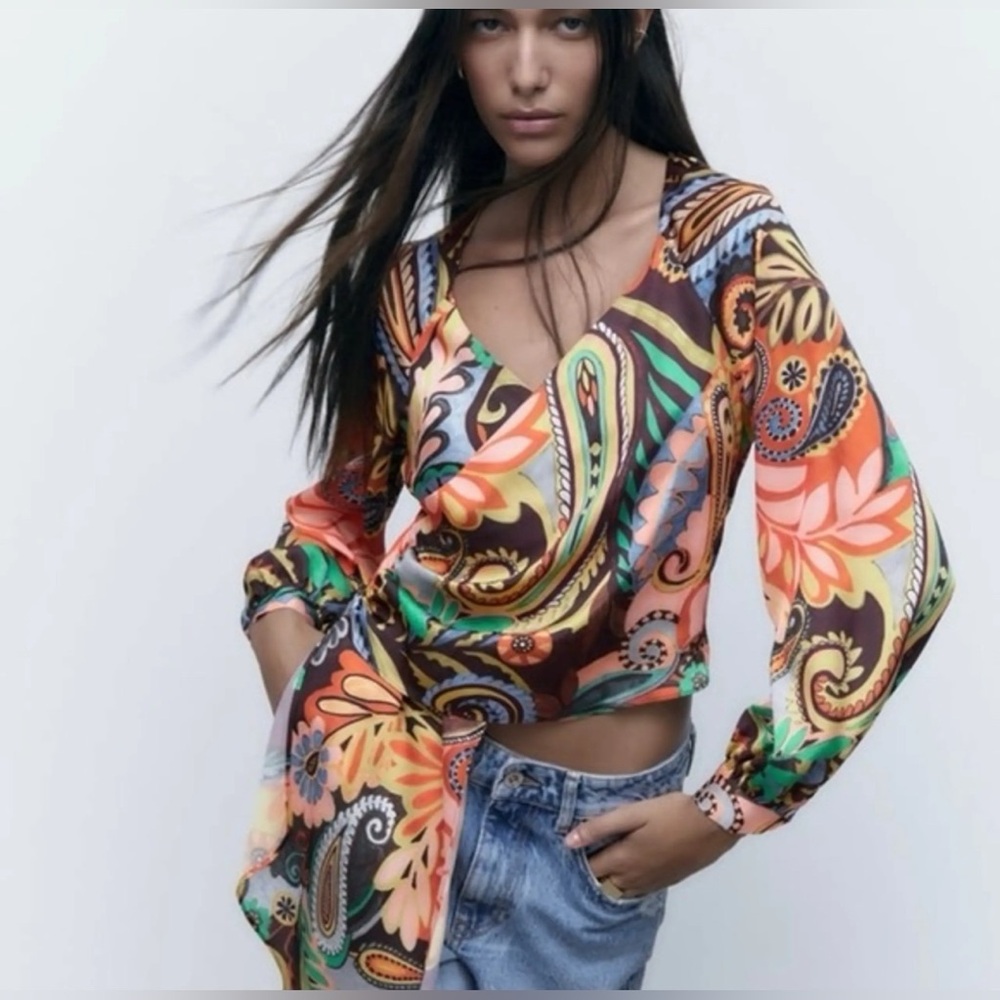 Zara Multicolor Paisley Blouse